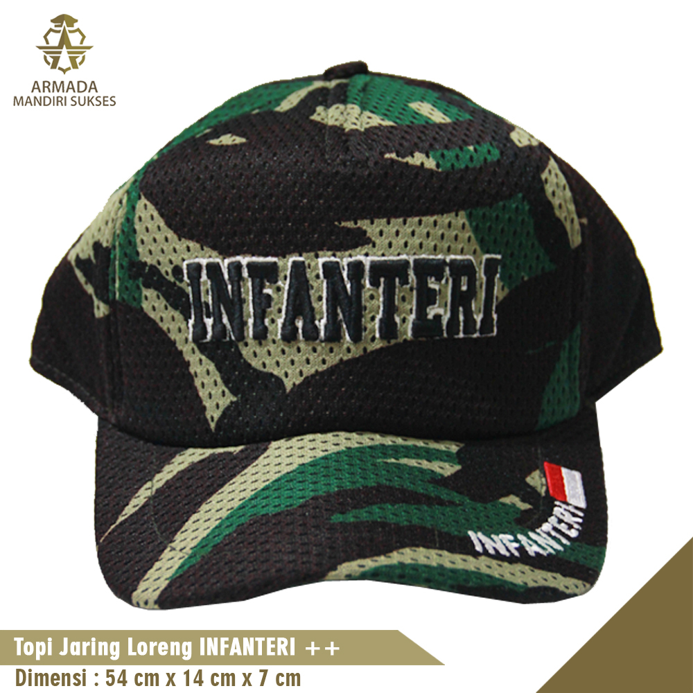 Topi Jaring Infanteri Loreng Logo - Topi Infanteri Loreng