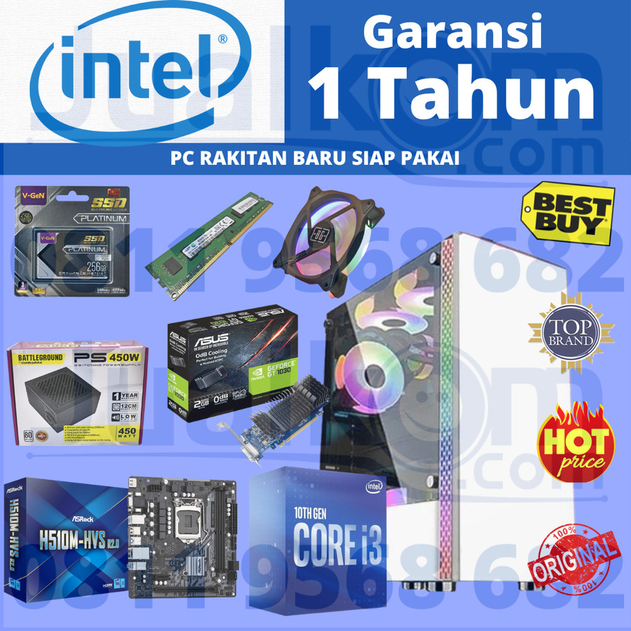 PC Komputer Rakitan Core i3 10105F 8GB 256GB 100% Original Siap Pakai