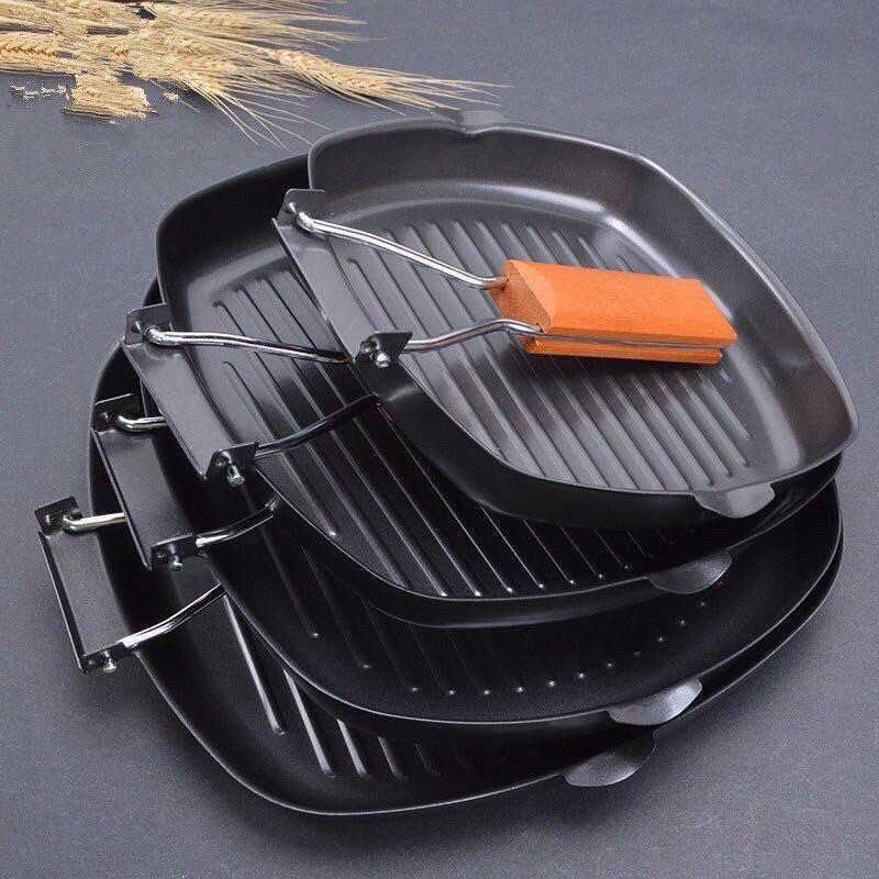 Grill Pan Anti Lengket Panggangan BBQ GSF 2602 Wajan Lipat GSF 2402 Pemanggang Kompor Gagang Tekuk Barbeque Bulgogi Teflon