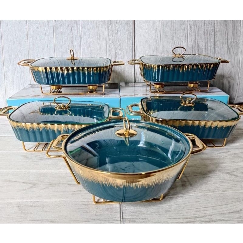 Prasmanan Keramik Marble Set isi 5 / Prasmanan Keramik Marble Hijau Pink Putih Hitam Marble List Gol