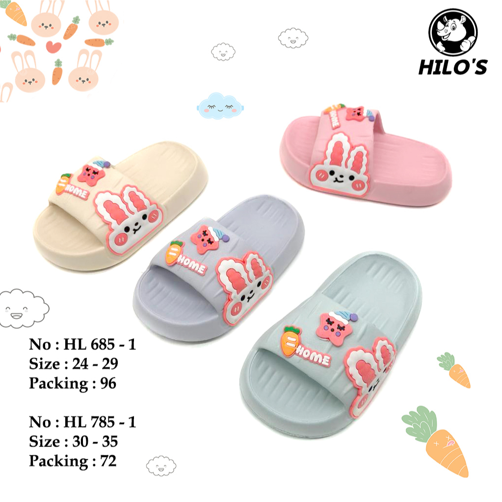 Sandal Selop Anak Perempuan Tebal Bahan Karet Simple Motif  Kelinci Lucu Kekinian