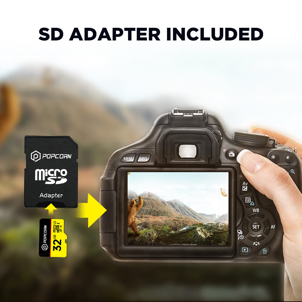 Popcorn Ultra MicroSDXC UHS-I 128GB Kartu Micro SD Kartu Memori Berkecepatan Tinggi IPX7 Tahan Air dengan Adaptor