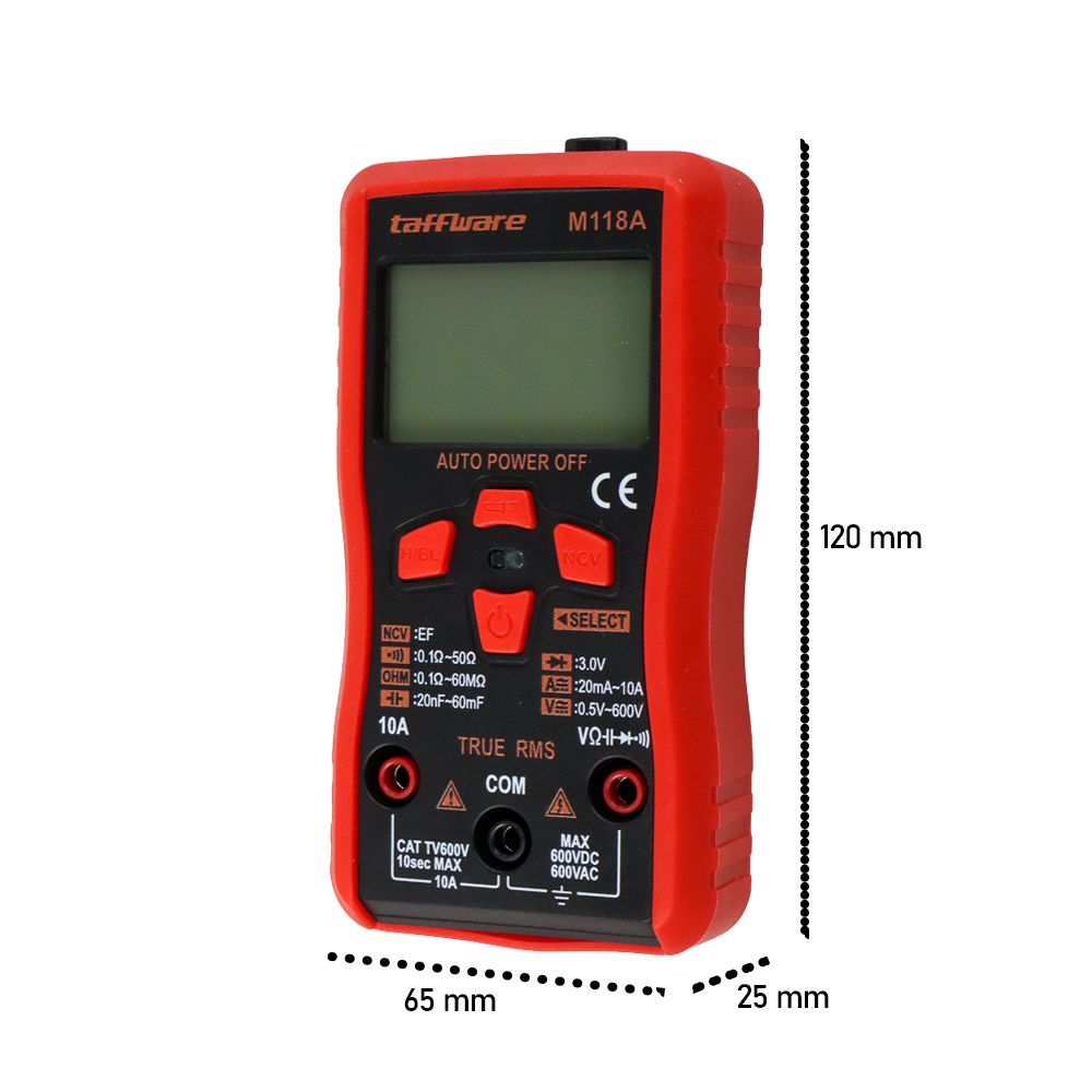 Taffware Digital Multimeter Voltage Tester - M118A - Black