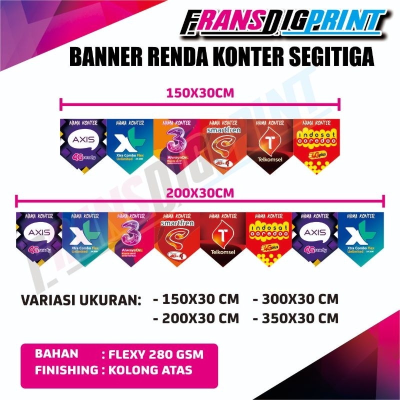 flag banner segitiga , renda konter segitiga , banner renda konter , hiasan konter