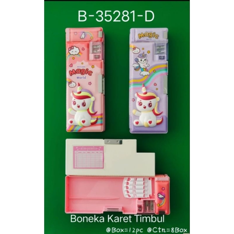 

kotak pensil magnet 3d/3d pencil case/unicorn magnet pencil case