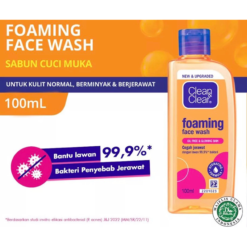 CLEAN and CLEAR Sabun Cuci Muka FOAMING FACIAL WASH 100 ml