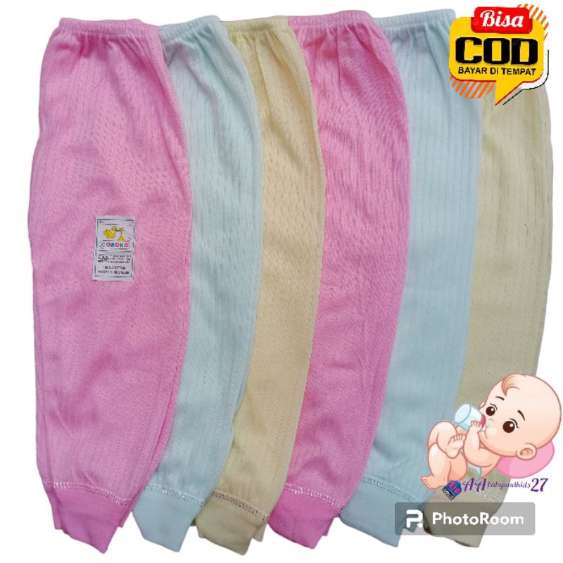 6PC CONOCO Celana Panjang Bayi Model Polos Salur Dasara Warna Ukuran 0-6Bulan SNI Murah Nyaman Berkualitas