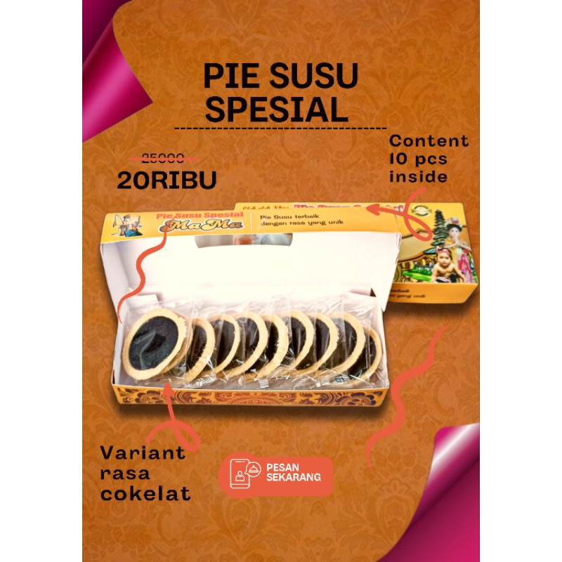 Pie Susu Spesial Rasa Cokelat (10 pcs)