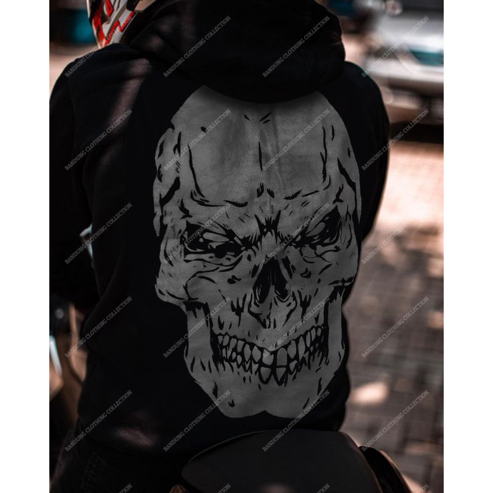 Sweater Hoodie Pria Prostreet Premium Distro / Sweater Hoodie Prostreet Black Skull White Edition