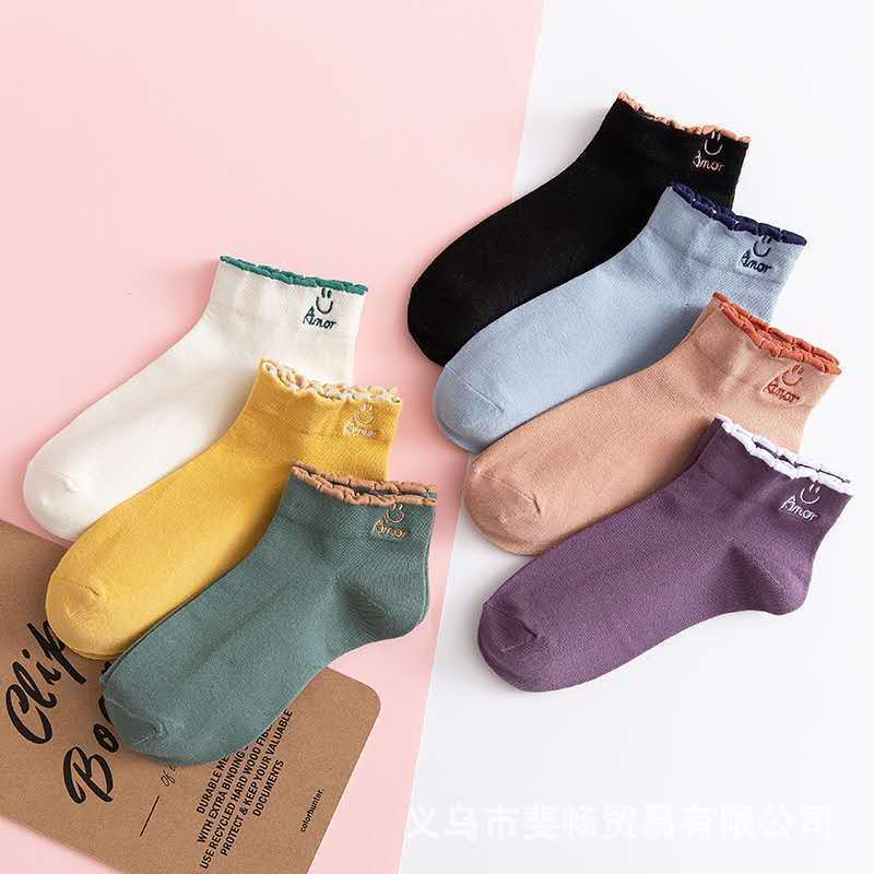 Kaos Kaki Pendek Unisex Pria Wanita Motif Emoji Smile Semata Kaki Perempuan Ankle Socks CYS KK22