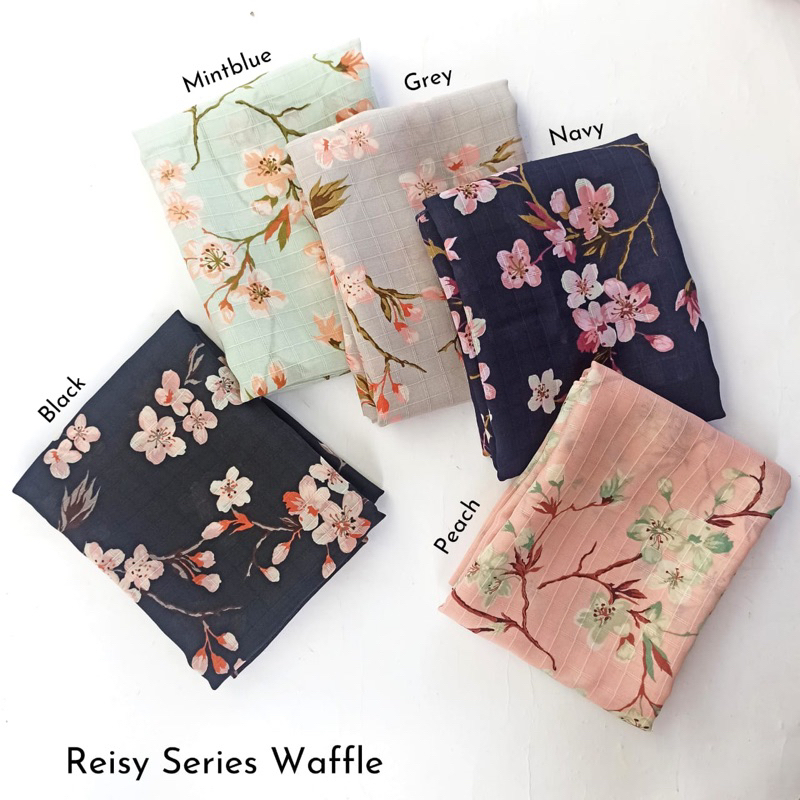 Kerudung Motif Segiempat Krudung Segi empat polycotton jilbab segi4 poton Bunga Reisy Series