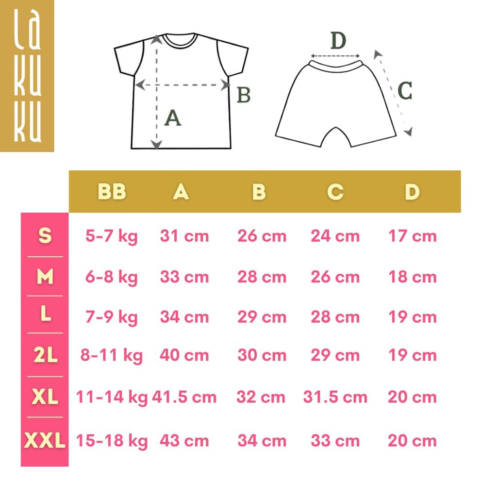 Lakuku - Setelan Libby Baby Baju Celana Pendek Kancing Depan Oblong S sampai XXL V.2