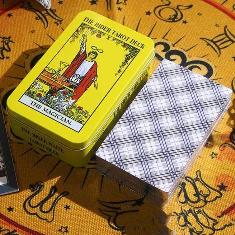 The Rider Waite Tarot Magician 12x7cm include guide paper kemasan kaleng