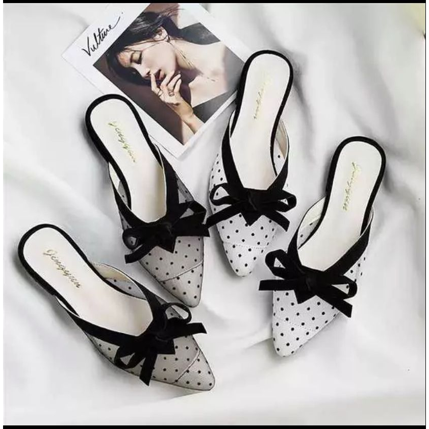 sandal wanita polkadot pita ET03 TERBARU