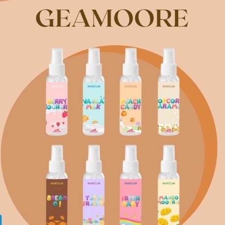 GEAMOORE BASSICCLUB BODY MIST VANILLA MILK/BERRY YOGURT/PEACH CANDY/FRESH BABY/POPCORN CARAMEL/TUTTI