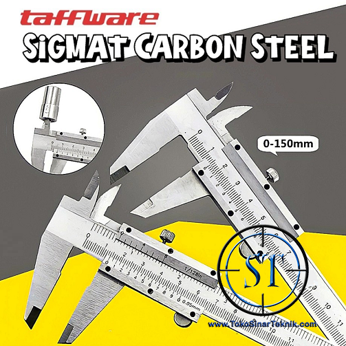 Sigmat Manual 150mm 15cm / Jangka Sorong 0.02mm Vernier Caliper Precision Micrometer Carbon Steel