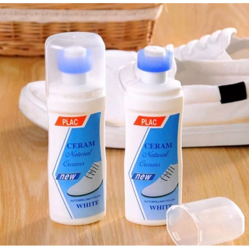 PLAC CREAM CAIRAN PEMBERSIH SEPATU PUTIH SHOE CLEANER POLISH SEMIR AJAIB PERAWATAN