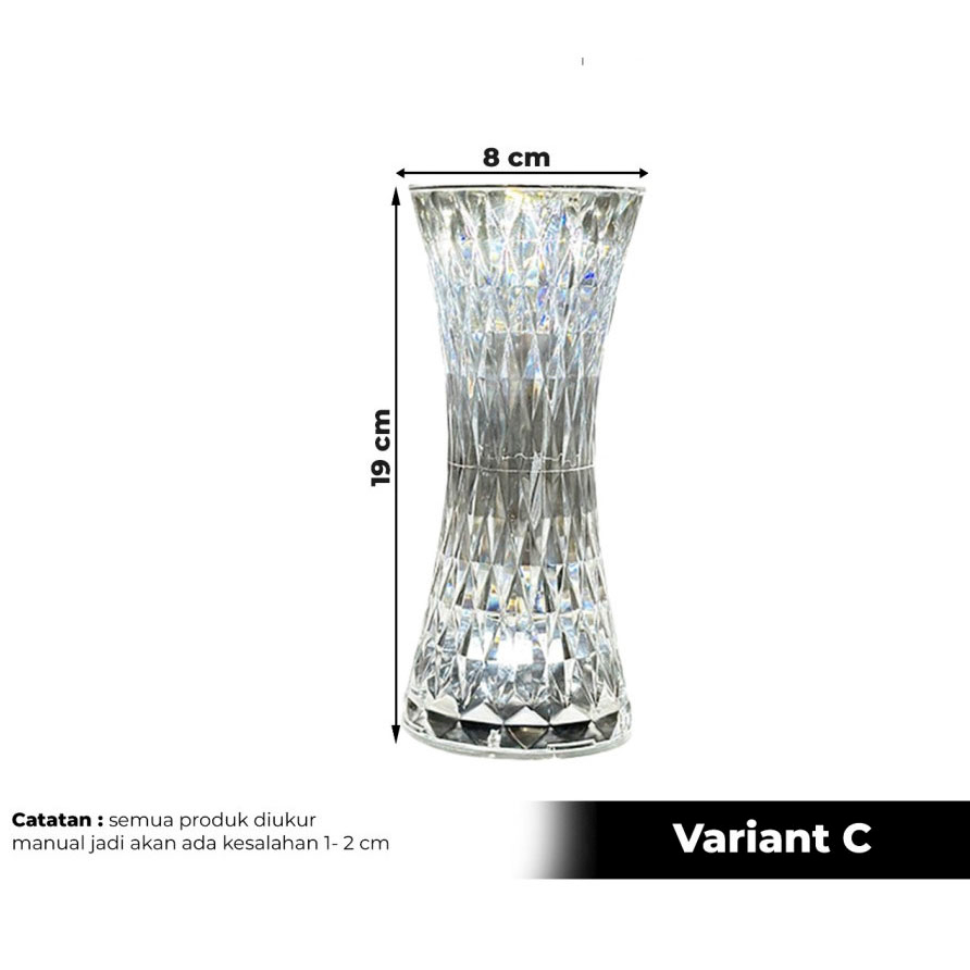 Lampu Meja LED Crystal Diamond Table Lamp RGB Colour Light 0899