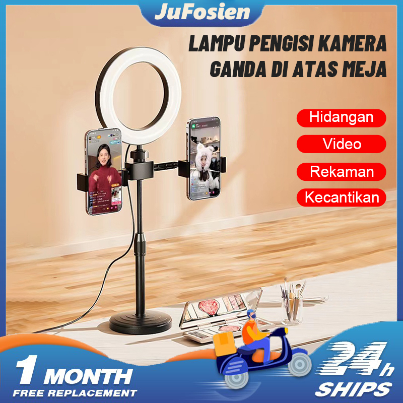 Ring light 16cm+Tripod +2 Holder HP Tripod Mini Stand untuk HP Live stream Selfie Make Up Vlog Lampu