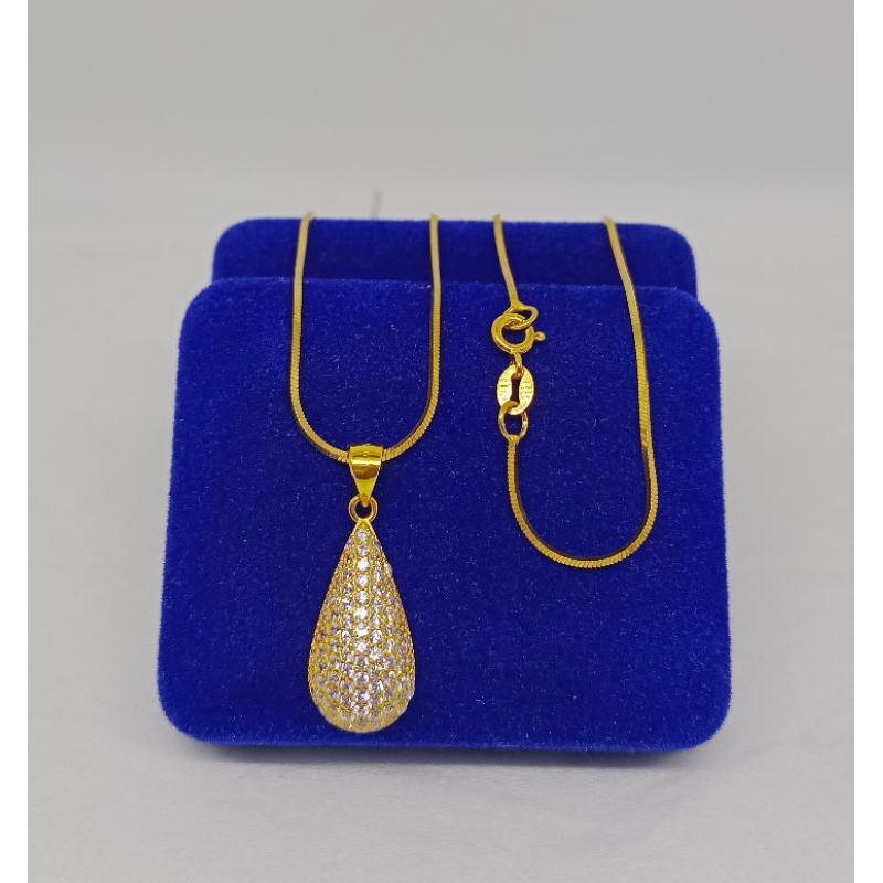 kalung kasandra + liontin tears mp full/ kalung perak asli silver 925 lapis emas/ kalung fashion terbaru