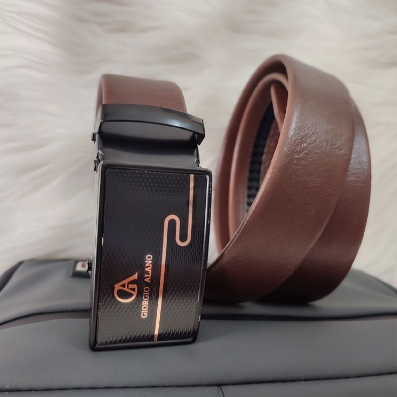 Giorgio | Ikat Pinggang Pria Spesial Cokelat | Sabuk Original Merk Giorgio Rell Kulit Sintetis