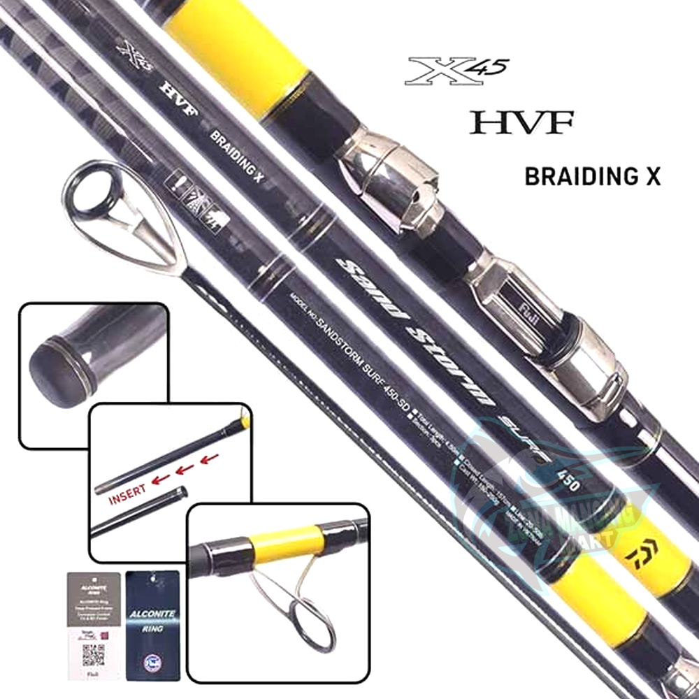 Joran DAIWA SANDSTORM SURF 4.25M & 4.50M | Fuji Alconite | Sambung 3 | Joran Pasiran / Tebing | Jora