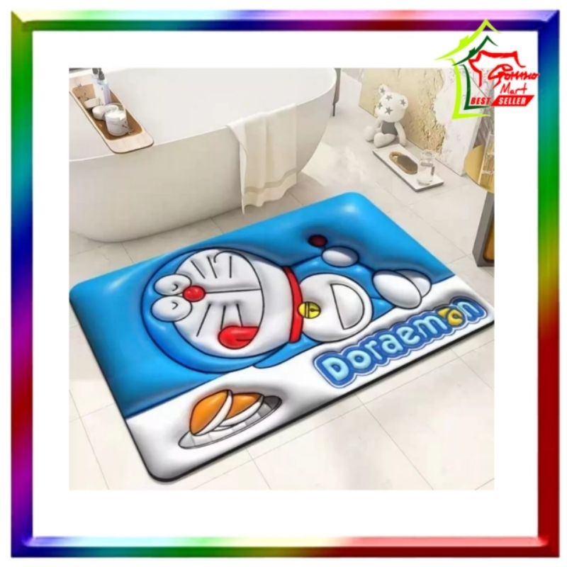 GMW-Keset Diatomite 3D Bundar Anti Slip - Keset Kaki Anti Bau Nyerap Air Anti Bakteri - Keset Batu K