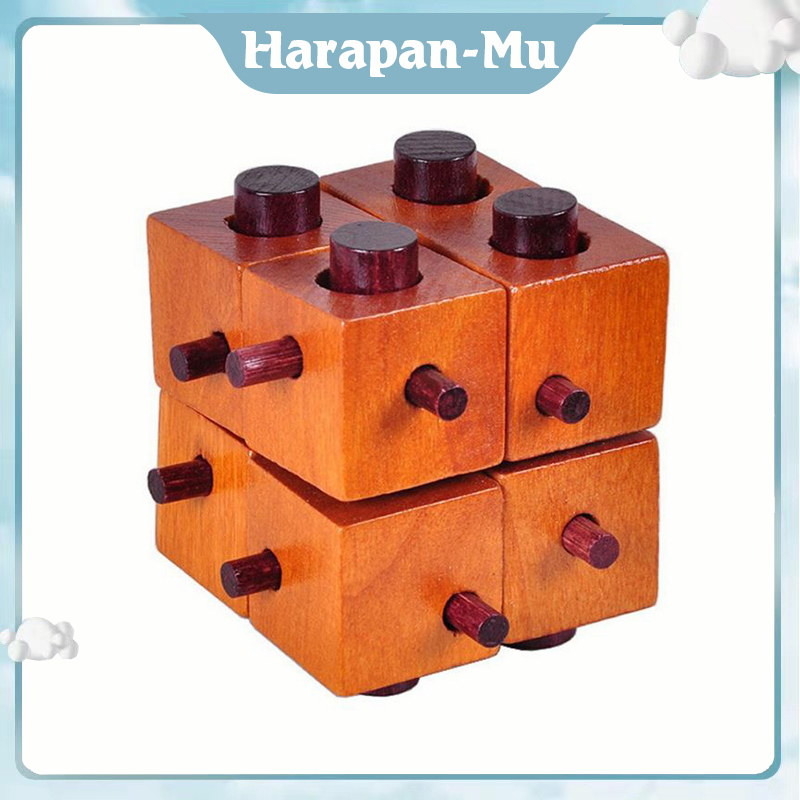 Mainan Edukasi Kayu Mainan Klasik Wooden Cube Kong Ming Luban Lock Adults Kids Brain Teaser Puzzle Educational Toy