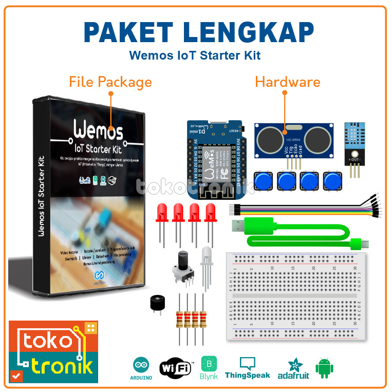 Wemos IoT Starter Kit Paket Lengkap Belajar IoT dg Wemos D1