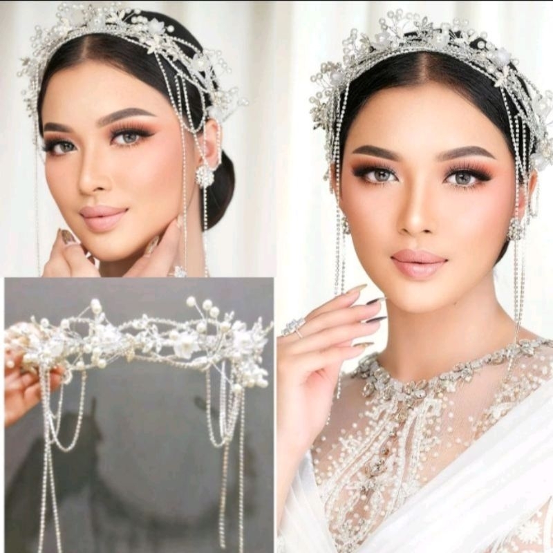 mahkota wedding/bando hiasan rambut/ hijab terlaris viral permta jutai