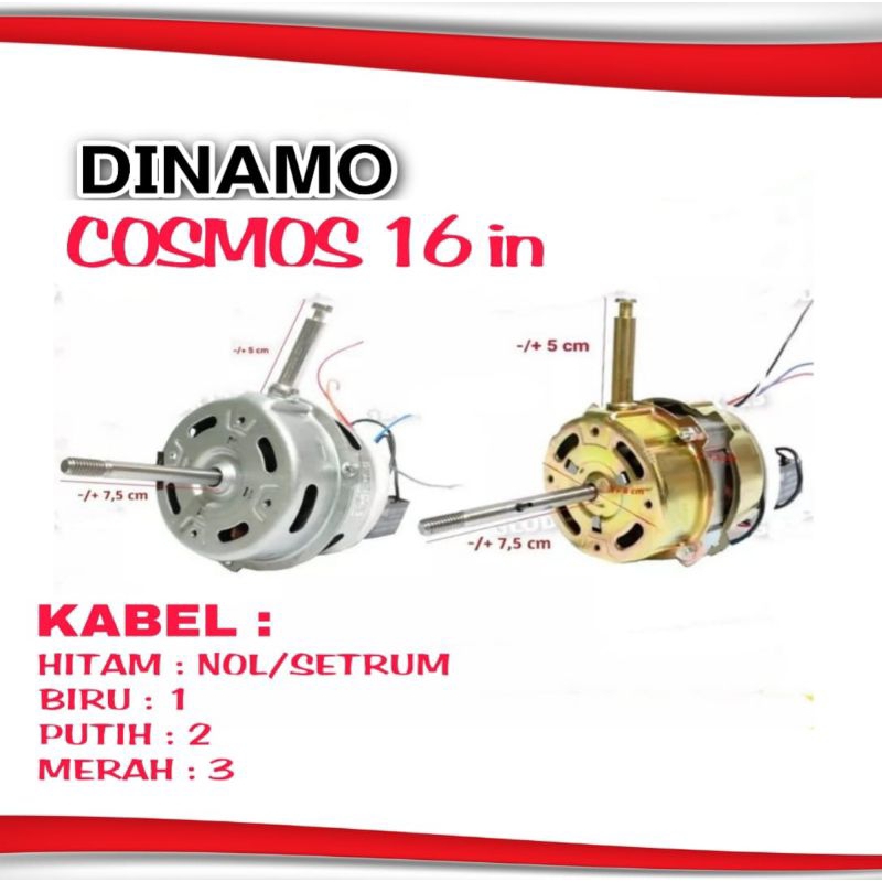 Motor Dinamo Kipas Angin 16 inch Merk Cosmos, Sanken, KDK, dan Merk Lainnya