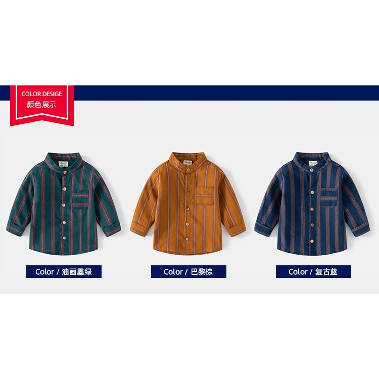 HNK Baju Kemeja Anak Print Salur | Kemeja Stripe Anak Laki laki | PINSTRIPE SHIRT