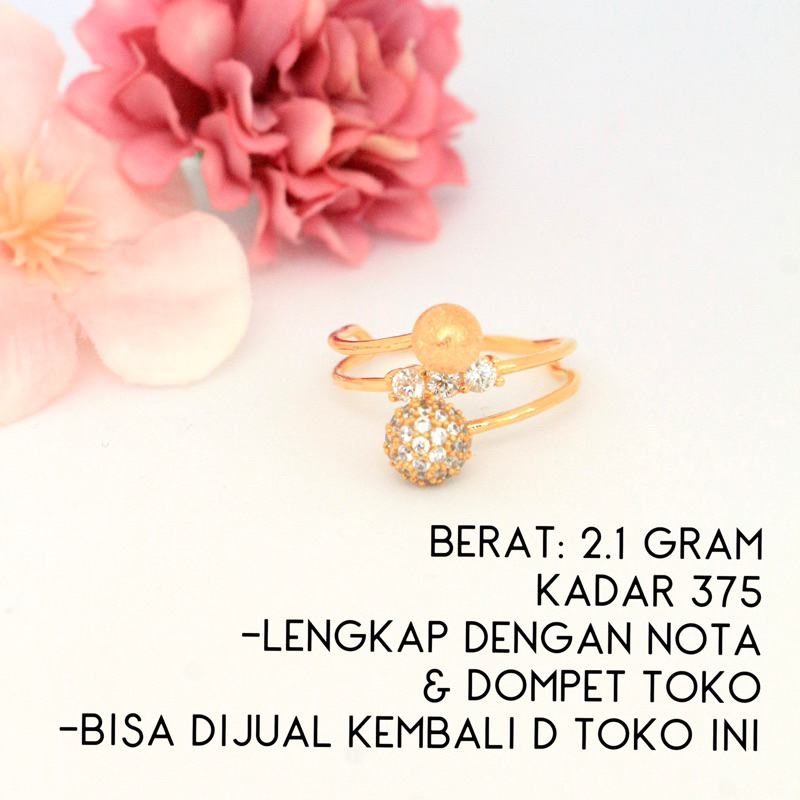 cincin emas bulat mata variasi bulat emas 2.1 gram kadar 375