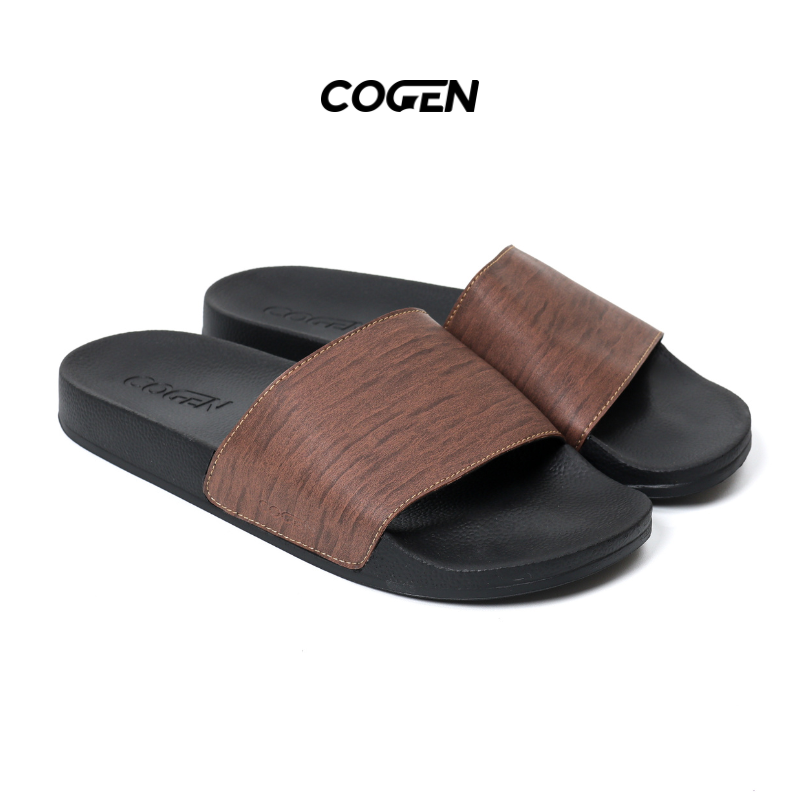 Cogen Sandal Slop Pria Rubber Upper Leather - Line Series