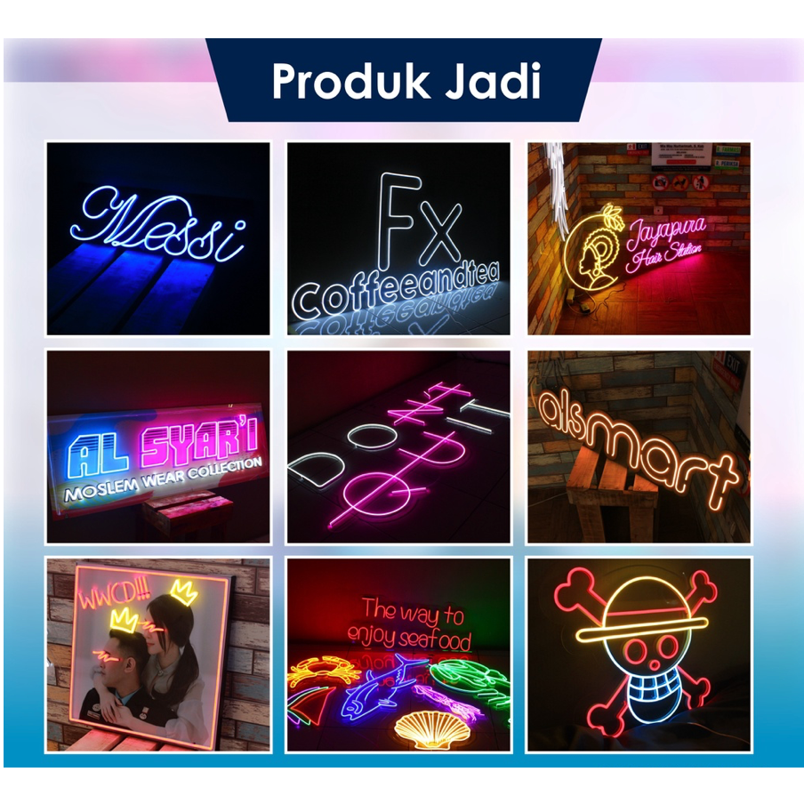 Neon Flex Papan Usaha | Papan Nama LED Custom Hiasan Dinding Akrilik