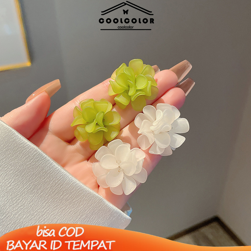 COD❤️Anting Bunga Korea Kecil Sepasang Akrilik Flower Stud Earrings Anting Tusuk Motif Vintage Fashion Impor Murah Aksesoris Wanita