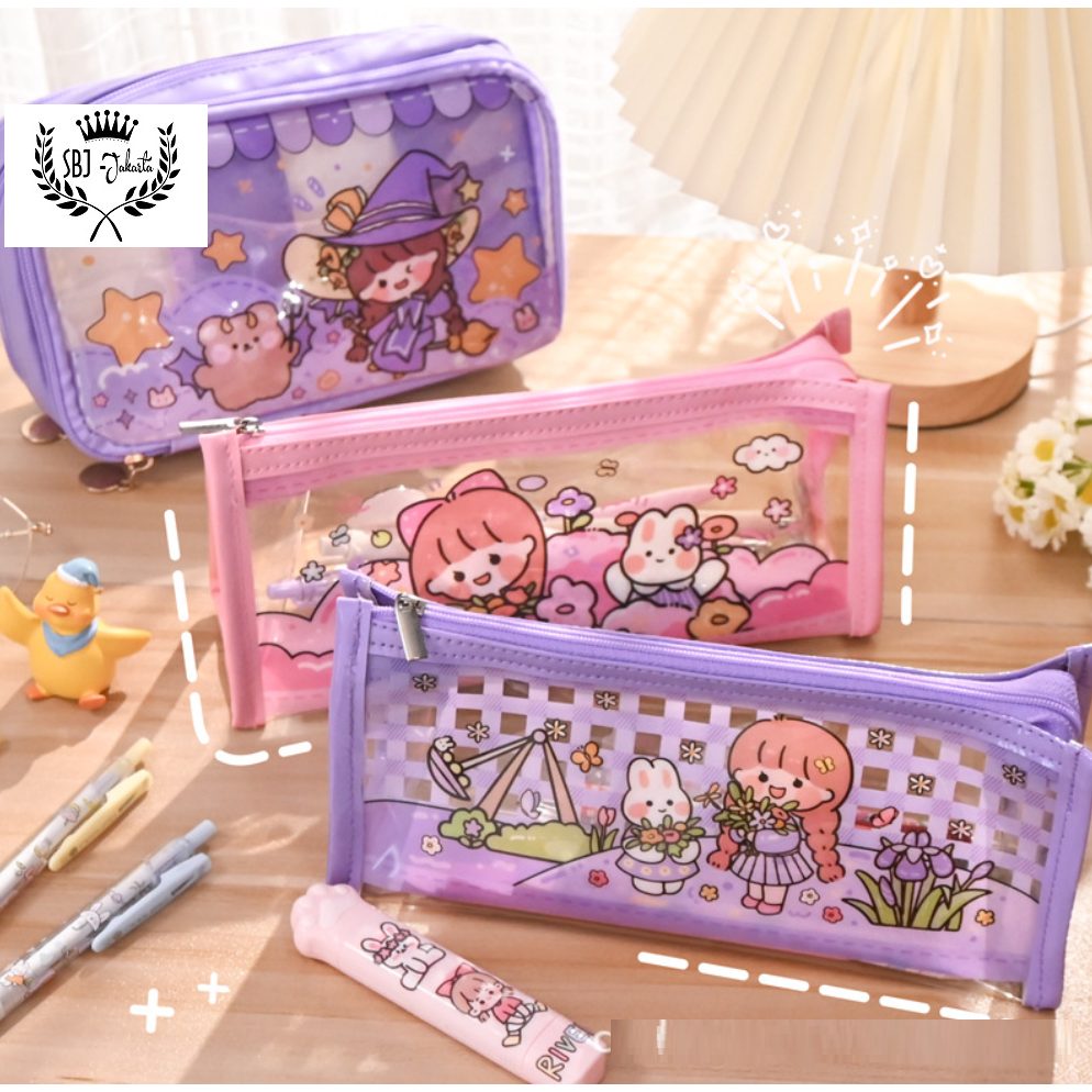 Tempat pensil Kotak Pensil anak cewek waterproof Tulips Girl BONUS STICKER