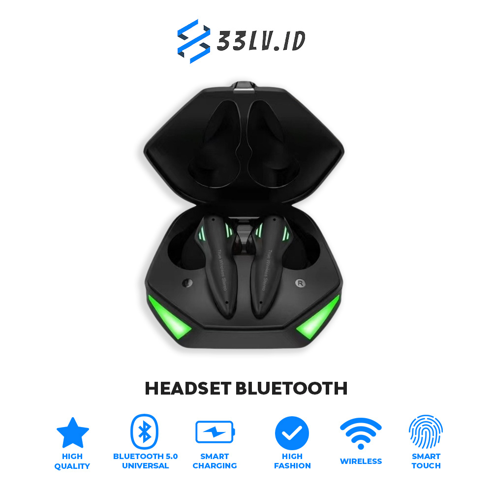 【33LV.ID】Headset Bluethooth TWS True Wireless Gaming Earbuds Full Power KW-02