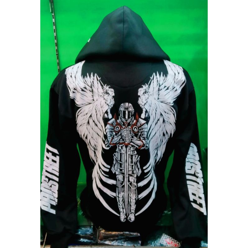 jaket hoodie prostreet sayap guardian rider black/jemper hoodie gambar sayap/jaket hoodie sayap angg