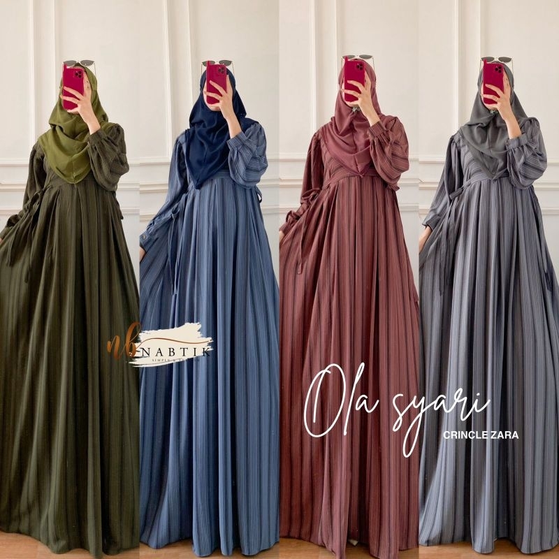 Ola syari set gamis kerudung by nabtik