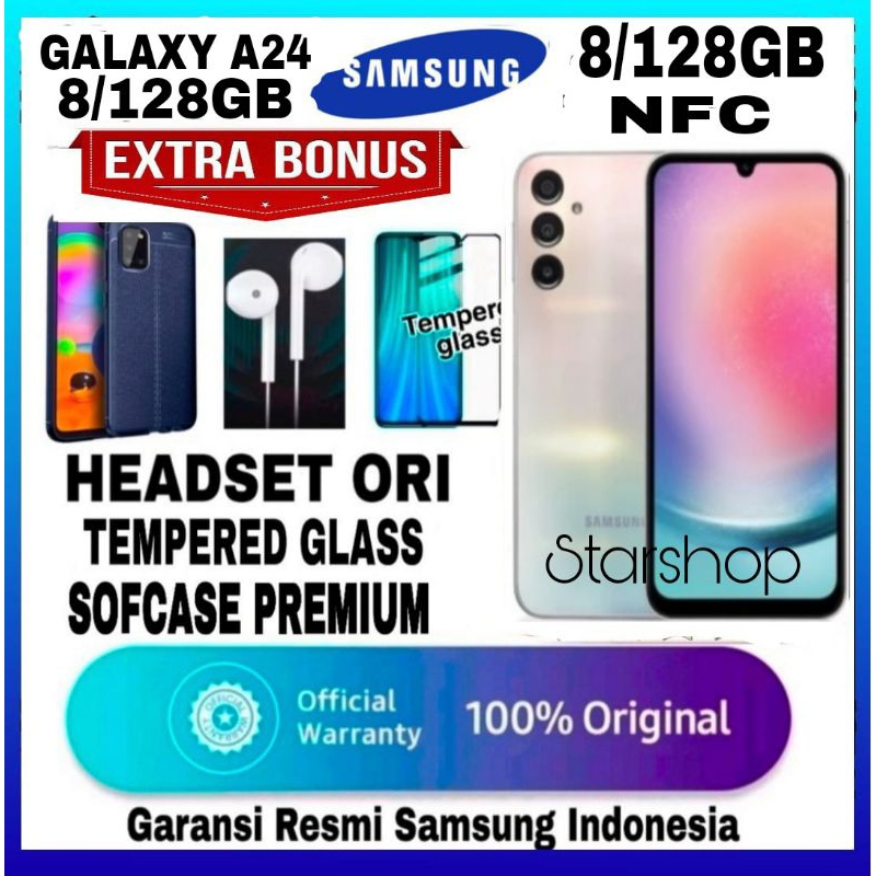 SAMSUNG GALAXY A24 NFC RAM 8GB/128GB 50MP Super Amoled GARANSI RESMI - SAMSUNG A24