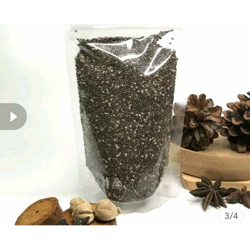 

(BISA COD)100gram Black Organic chia seed Murni organic premium rempah