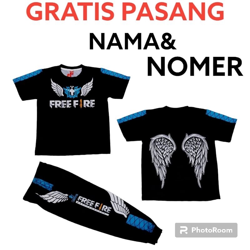 SETELAN BAJU GAMING FREE FIRE/SETELAN CELANA BNL ANGEL/BISA CUSTOM NAMA