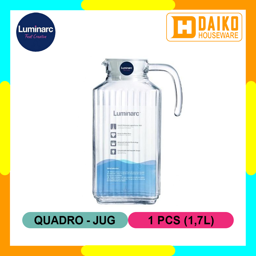 Teko Kaca Luminarc Quadro Jug 1,7 L Pitcher Air Minum Original