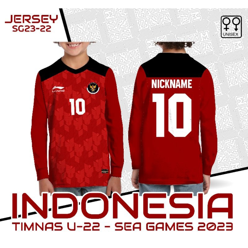 Jersey Timnas Indonesia anak baju timnas Indonesia sea games 2023 lengan panjang