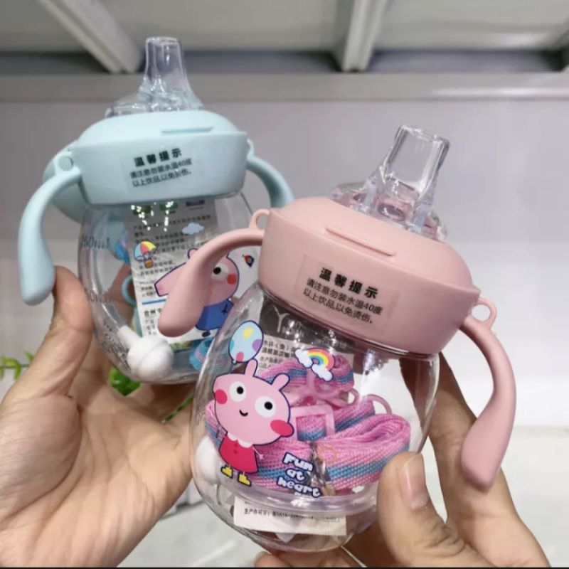 [rumahbayipdg] Botol minum baby kettle 280 ml || Botol minum anak lucu free tali