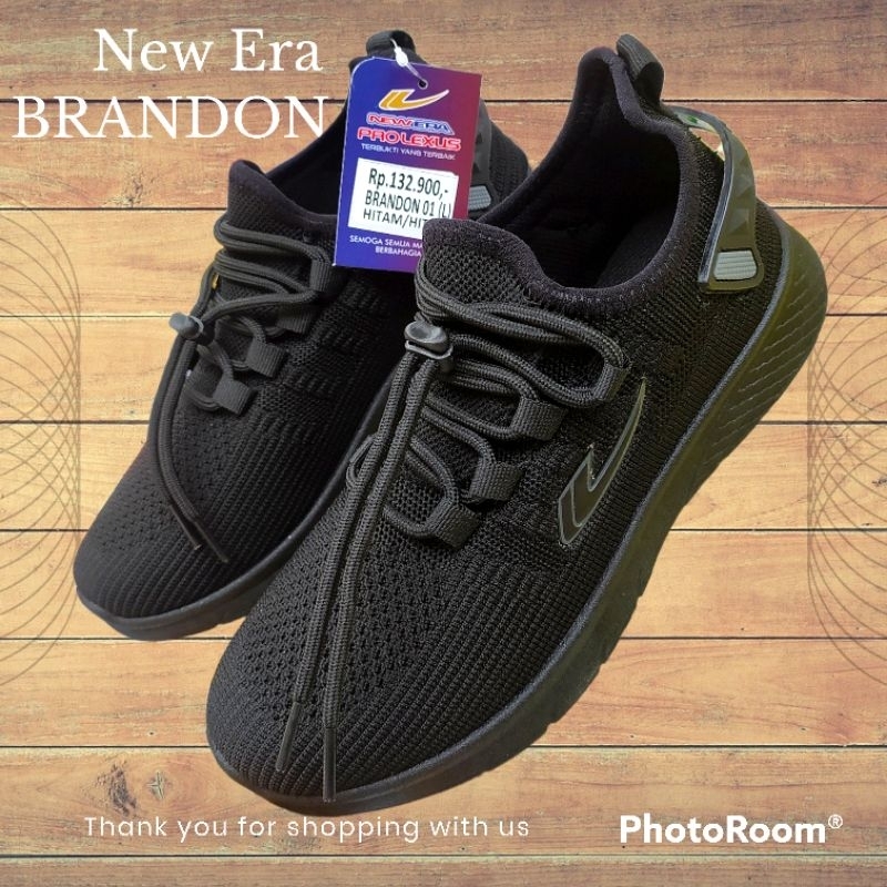 Sepatu sekolah hitam NEW ERA BRANDON TUSCANY SIZE 31/43