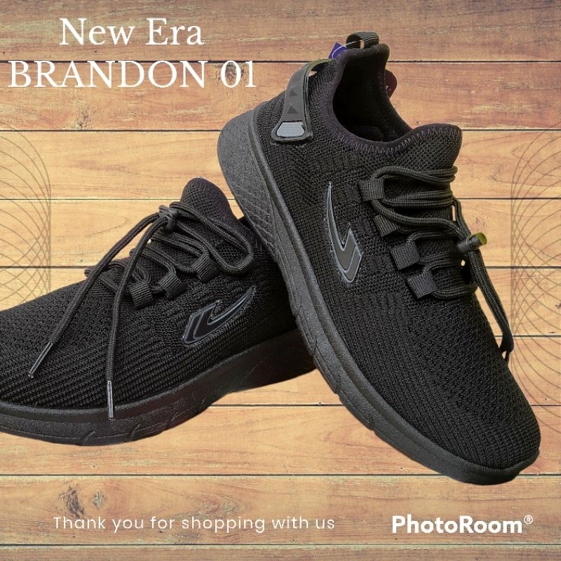 Sepatu sekolah hitam NEW ERA BRANDON TUSCANY SIZE 31/43