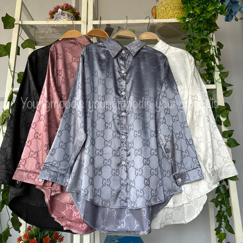 youngmoodis kemeja bahan silk silky premium halus ori import