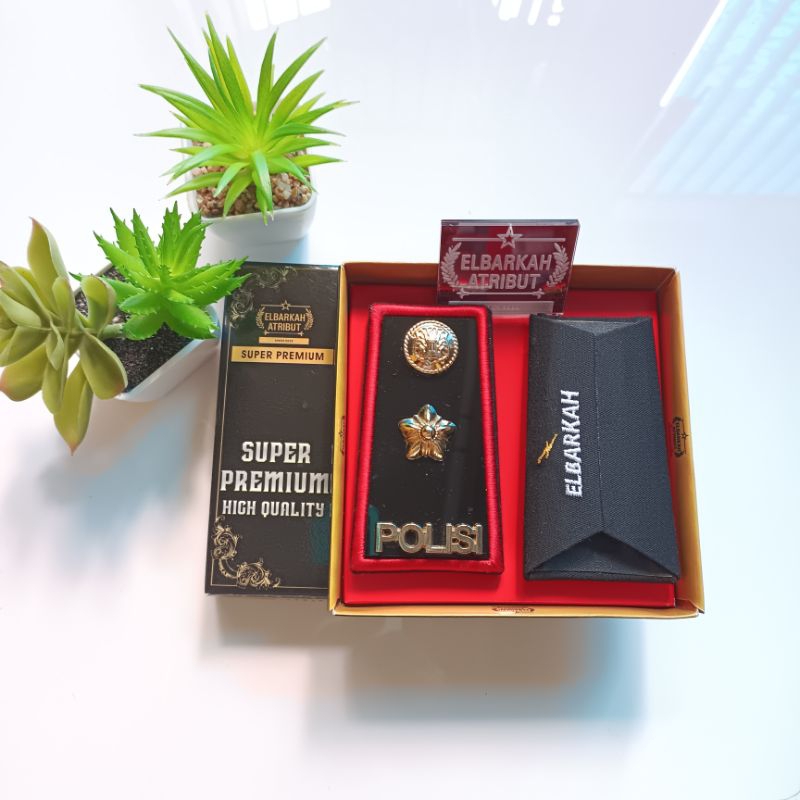 PANGKAT PDH POLISI PDH KOMPOL FULL AKRILIK GLOSS LIS MERAH BORDIR PREMIUM